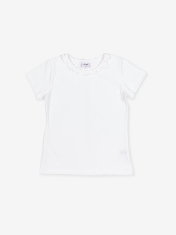 Picture of C2437 GIRLS HIGH QUALITY COTTON T-SHIRT WITH FRILL COLLAR